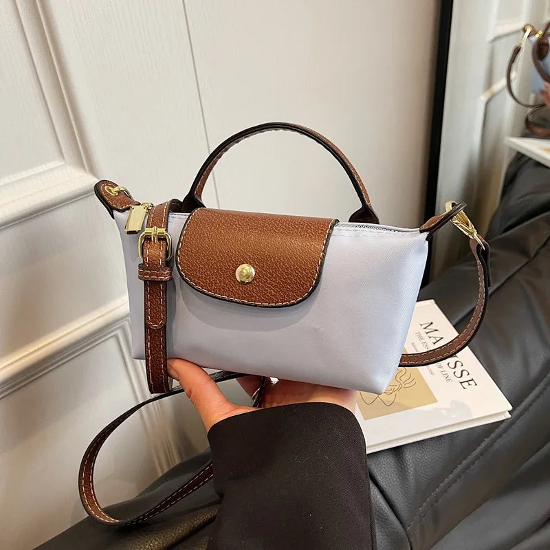 2025 summer lightweight shoulder crossbody bag, fashionable women's bag, plaid canvas, personalized and versatile dumpling bag