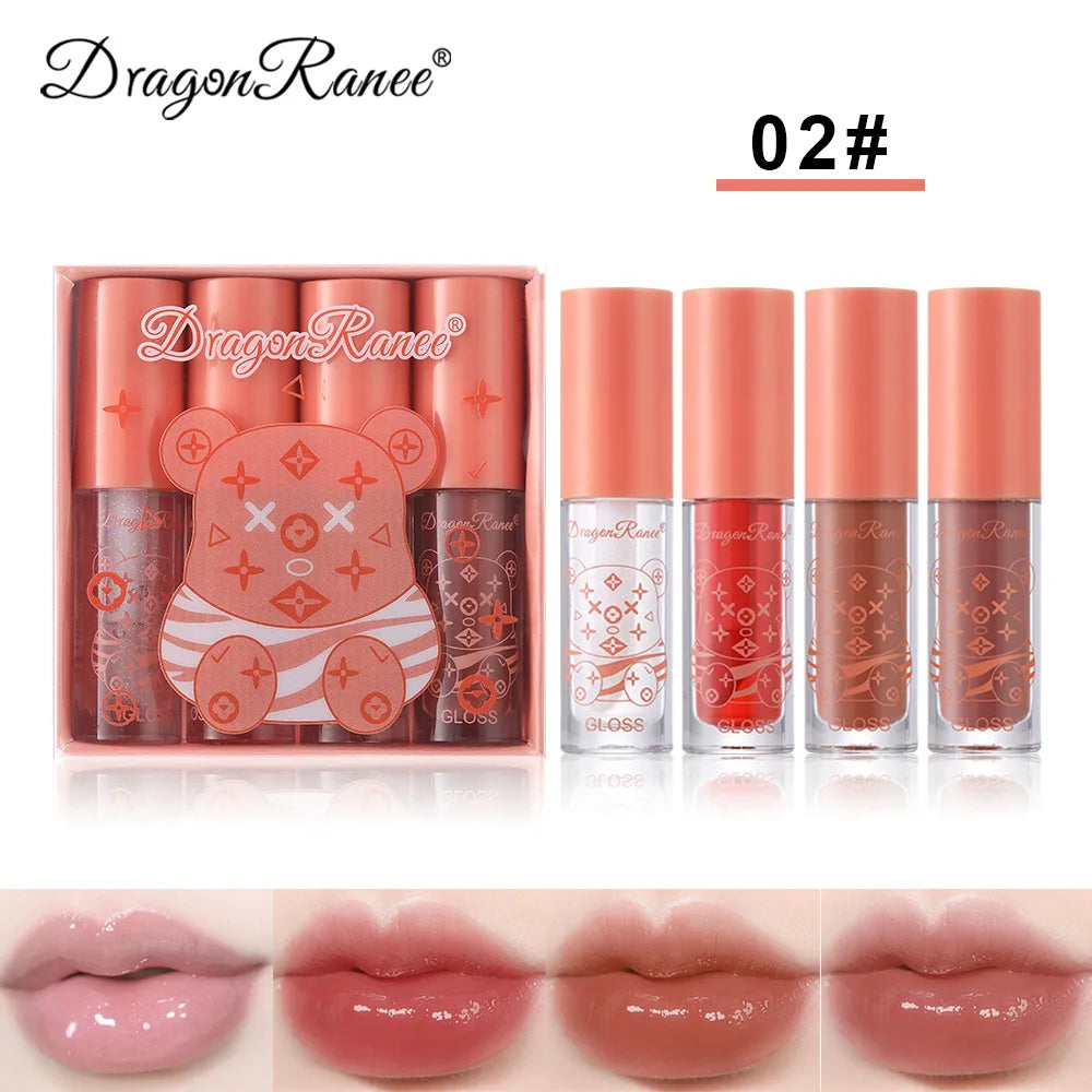 4 PCS Lip Ink Oil Set Hydrating Lip Gloss Pack Kit Moisturizer Waterproof Lip Tint Korean Makeup For Women Cosmetics - Clikcy