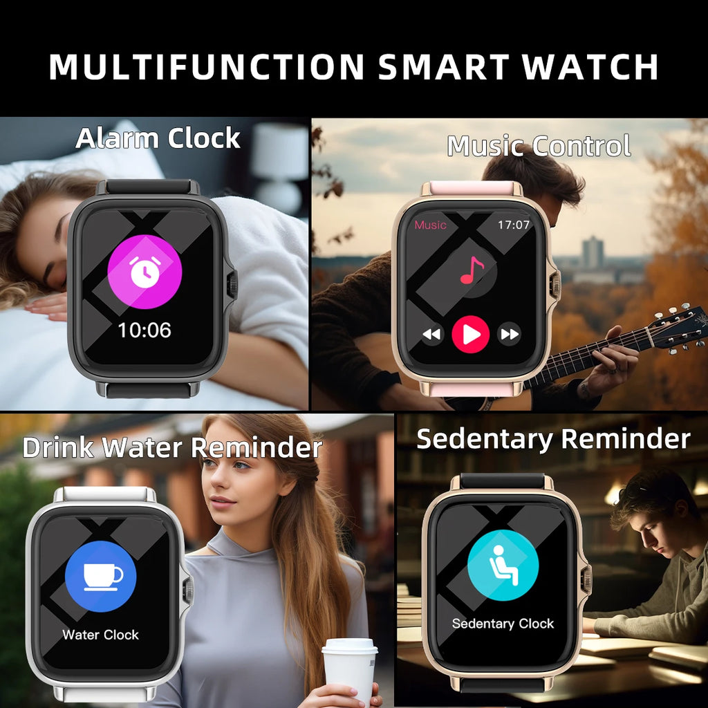 1.83'' Waterproof Smart Watch with Message Answer Call Sleep Monitoring Sports Pedometer Information Alerts For iPhone Android - Clikcy
