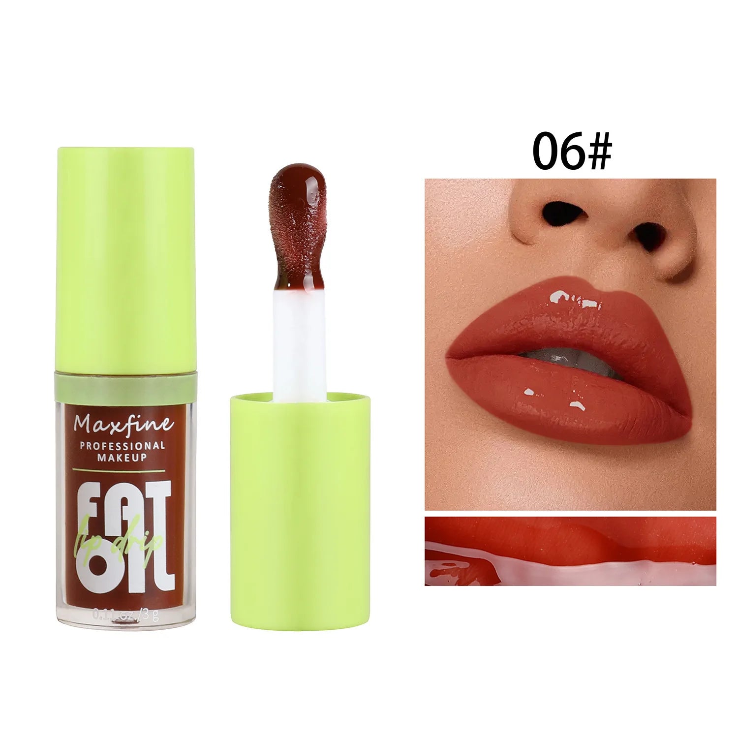 Lip Gloss Waterproof Long-term Moisturizing Non-stick Cup Non-fading Liquid Green Packaging Lip Gloss Cosmetics - Clikcy