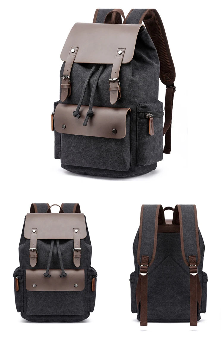 NEW Men's Backpack Vintage Canvas Backpack School Bag Men's Travel Bags Large Capacity Backpack Laptop Backpack Bag High Qualit - Clikcy