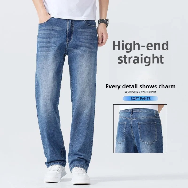 KUBRO Denim Jeans Men 2025 Summer Loose-Fit Straight-Leg Soft Denim Fashionable Vintage Men's Summer Pants Jorts Drip Clothing - Clikcy