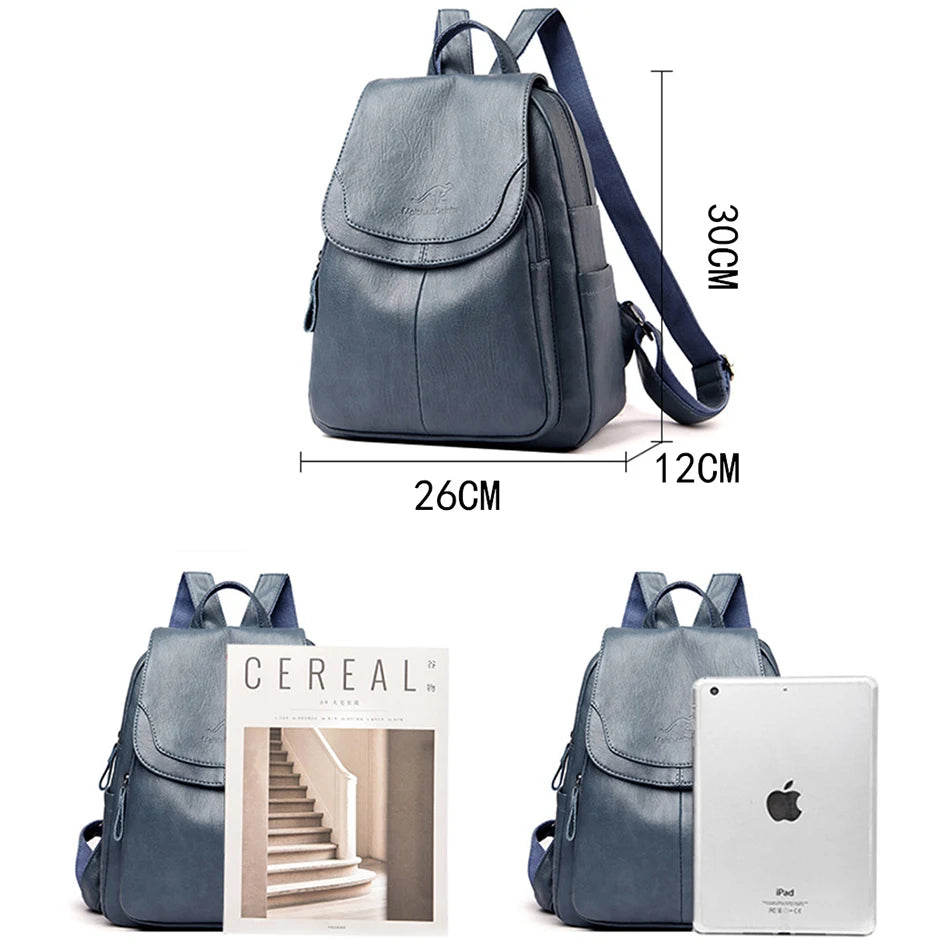 High Quality Soft Leather Backpacks Purses for Women Casual Daypack Vintage Bagpack School Bags for Teen Girls Mochilas Rucksack - Clikcy