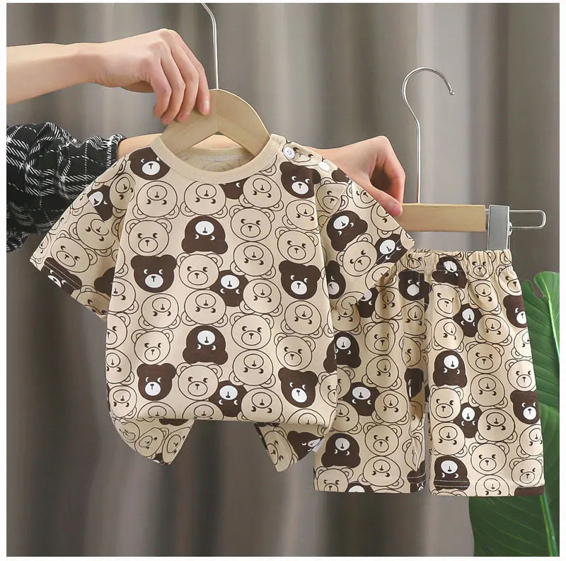 Kids Clothes Children's Sets Boys Girl T-shirt Shorts 2PCS Summer Cotton Short sleeve Baby Children Clothing Toddler Suit - Clikcy