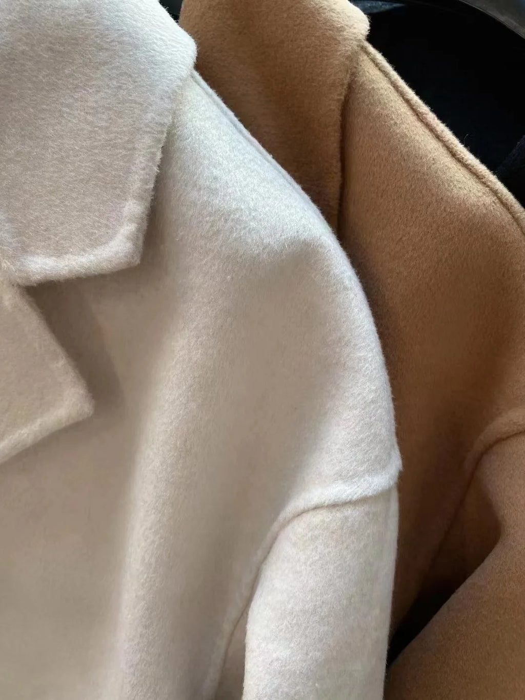 2025 Autumn Women Drouble Breasted Woolen Coat Fashion Loose Style Women Winter Clothes Long Coats Tops New - Clikcy