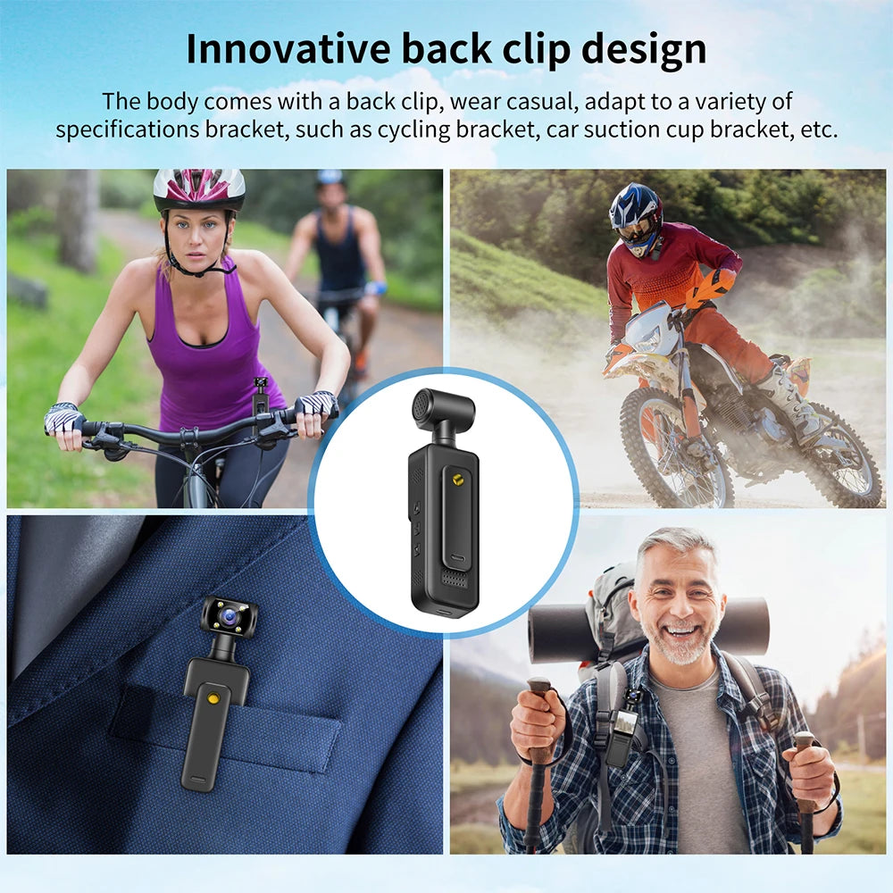 128GB 4K Ultra HD Action Mini Camera 180 Rotatable Vlog Wifi Sports Cam Waterproof Case Helmet Travel Bicycle Driver Recorder - Clikcy