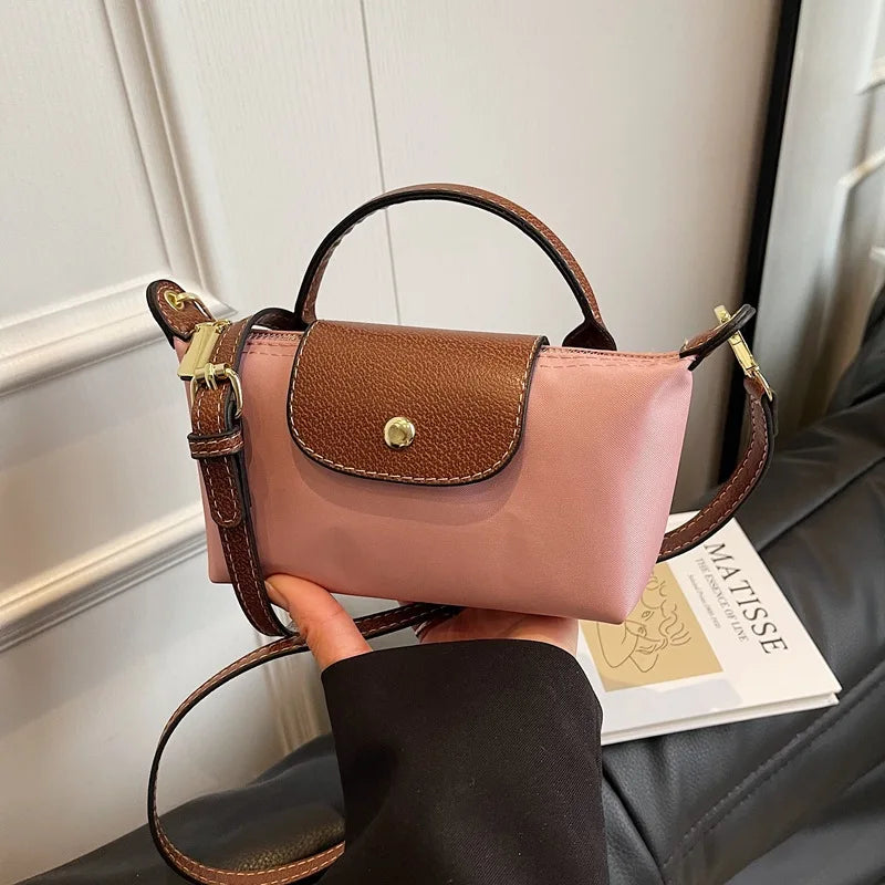 2025 summer lightweight shoulder crossbody bag, fashionable women's bag, plaid canvas, personalized and versatile dumpling bag