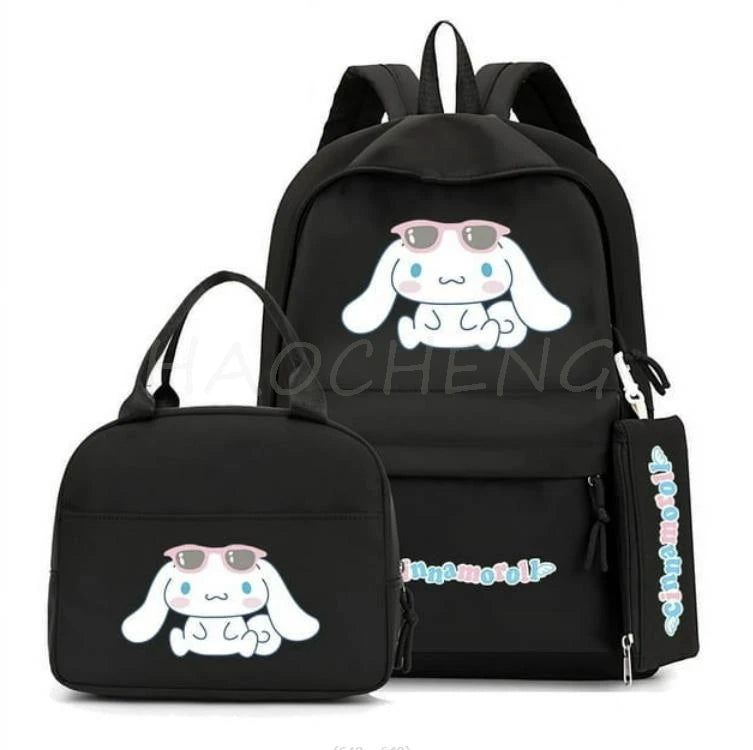 3Pcs/set Cinnamoroll Backpack Teen Girl Student Back To School Schoolbag Lass Anime Lunch Bag Pencil Case Women Leisure Rucksack - Clikcy