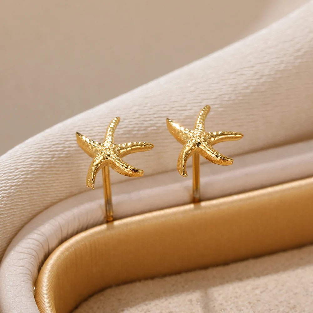 Little Star Fish Stud Earrings For Women Children Minimal Starfish Earings Fashion Summer Beach Jewelry Gift Accessories - Clikcy