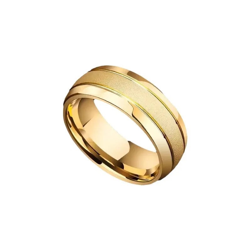 Matte Titanium Steel Ring Starry Geometric Band Minimalist Unisex Jewelry Versatile Couple Stackable Design Everyday Luxury - Clikcy