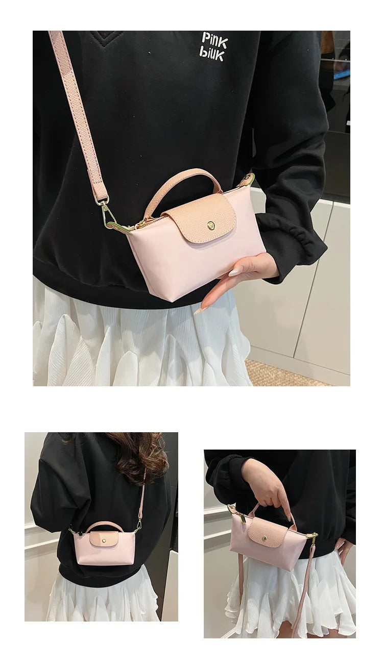 2025 summer lightweight shoulder crossbody bag, fashionable women's bag, plaid canvas, personalized and versatile dumpling bag - Clikcy