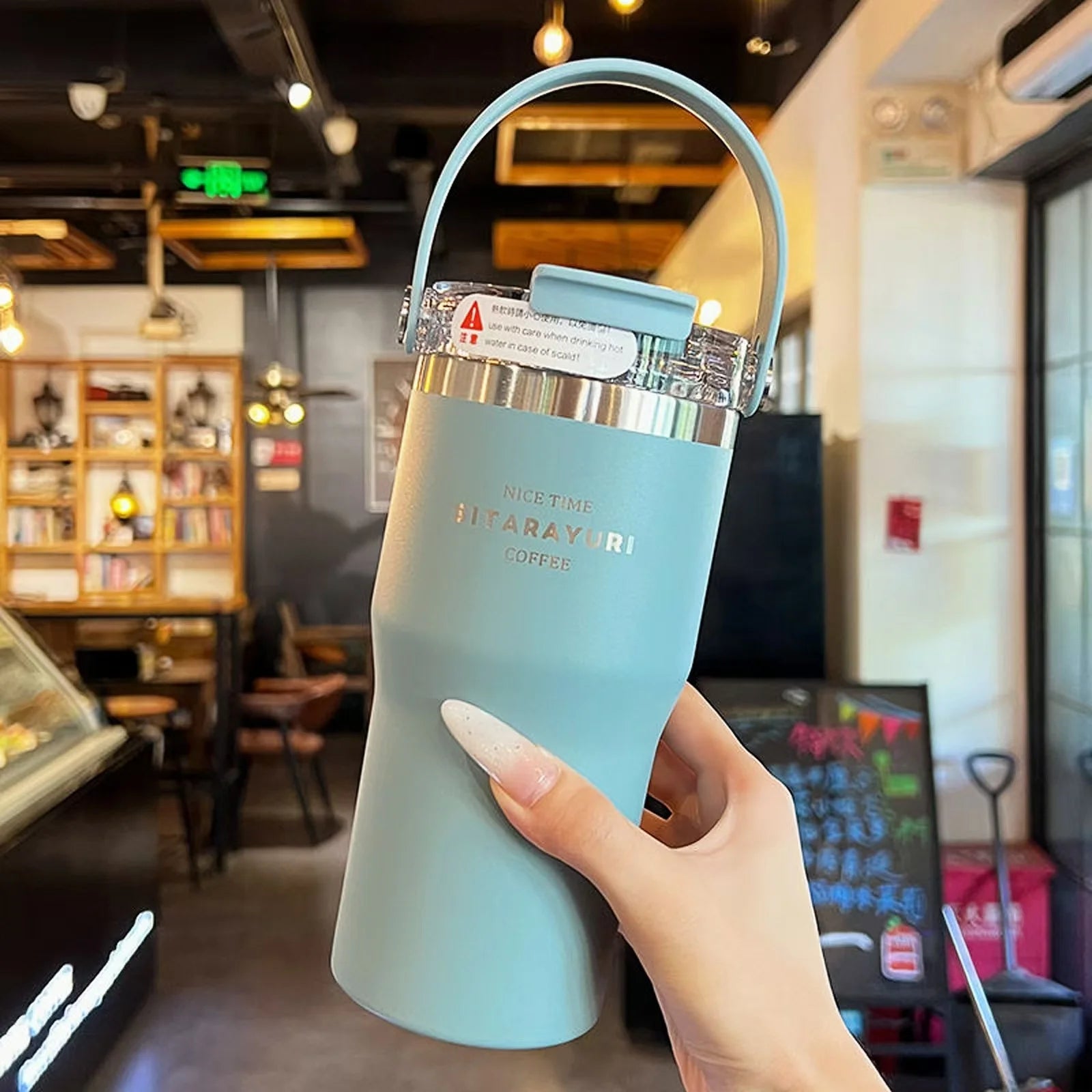 21oz/31oz Stainless Steel Tumbler with Straw Insulated Thermos Coffee Cup with Handle Water Bottle Travel Car Cups Copo Termo - Clikcy