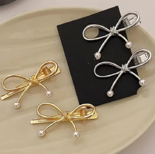 1/4pcs Mini Gold Metal Bow Hair Clips Little Girls Sweet Candy Pearl Bow Knot Hairpins Hairgrips Barrette Hair Accessories - Clikcy
