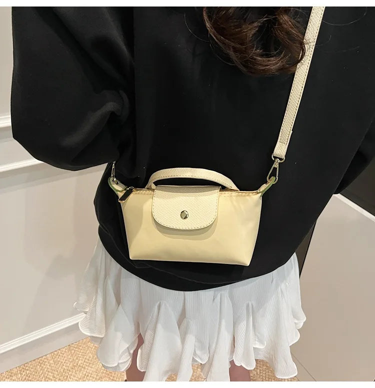 2025 summer lightweight shoulder crossbody bag, fashionable women's bag, plaid canvas, personalized and versatile dumpling bag - Clikcy