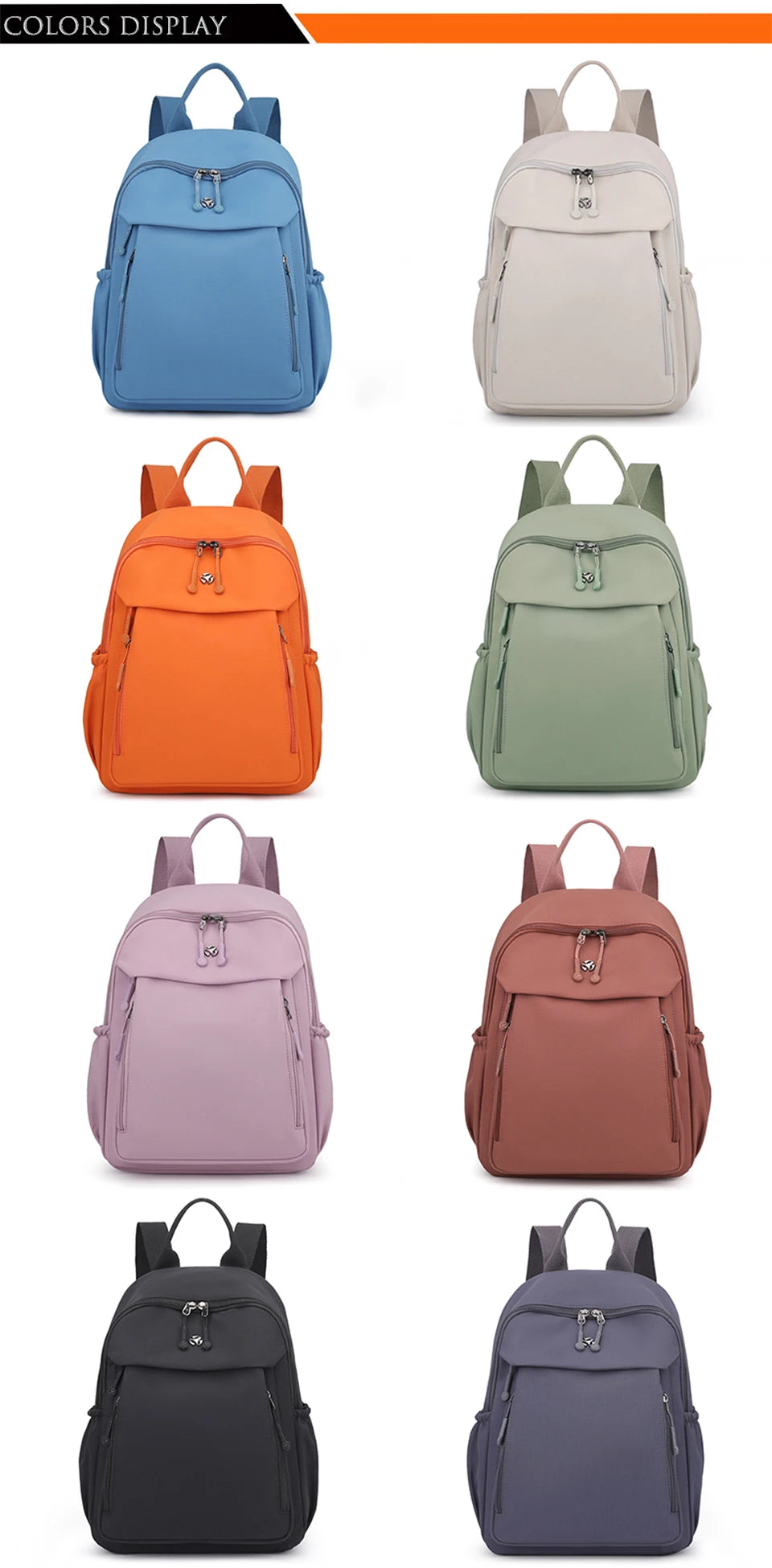 Casual Backpack Women Waterproof Nylon Back Pack Large Capacity Student Daypack Simple Schoolbag for Girls Ladies Travel Bags - Clikcy