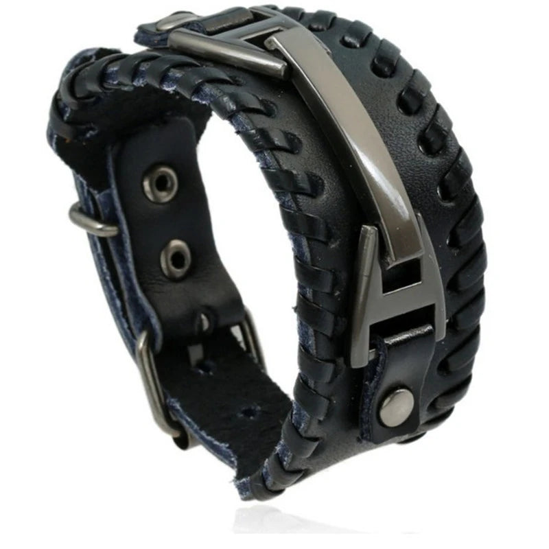 Fashion Punk Leather Bracelet for Men and Women, Small Personality, Retro Couple Accessories, Bracelet, Casual Wrist Strap - Clikcy