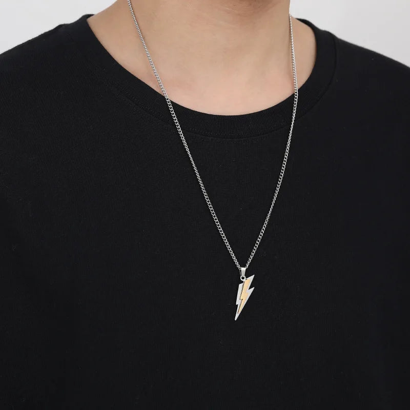 RAKOL Trendy Gamepad Lightning Stainless Steel Necklaces For Women Men Gold Color Metal Necklace Party Everyday Jewelry - Clikcy