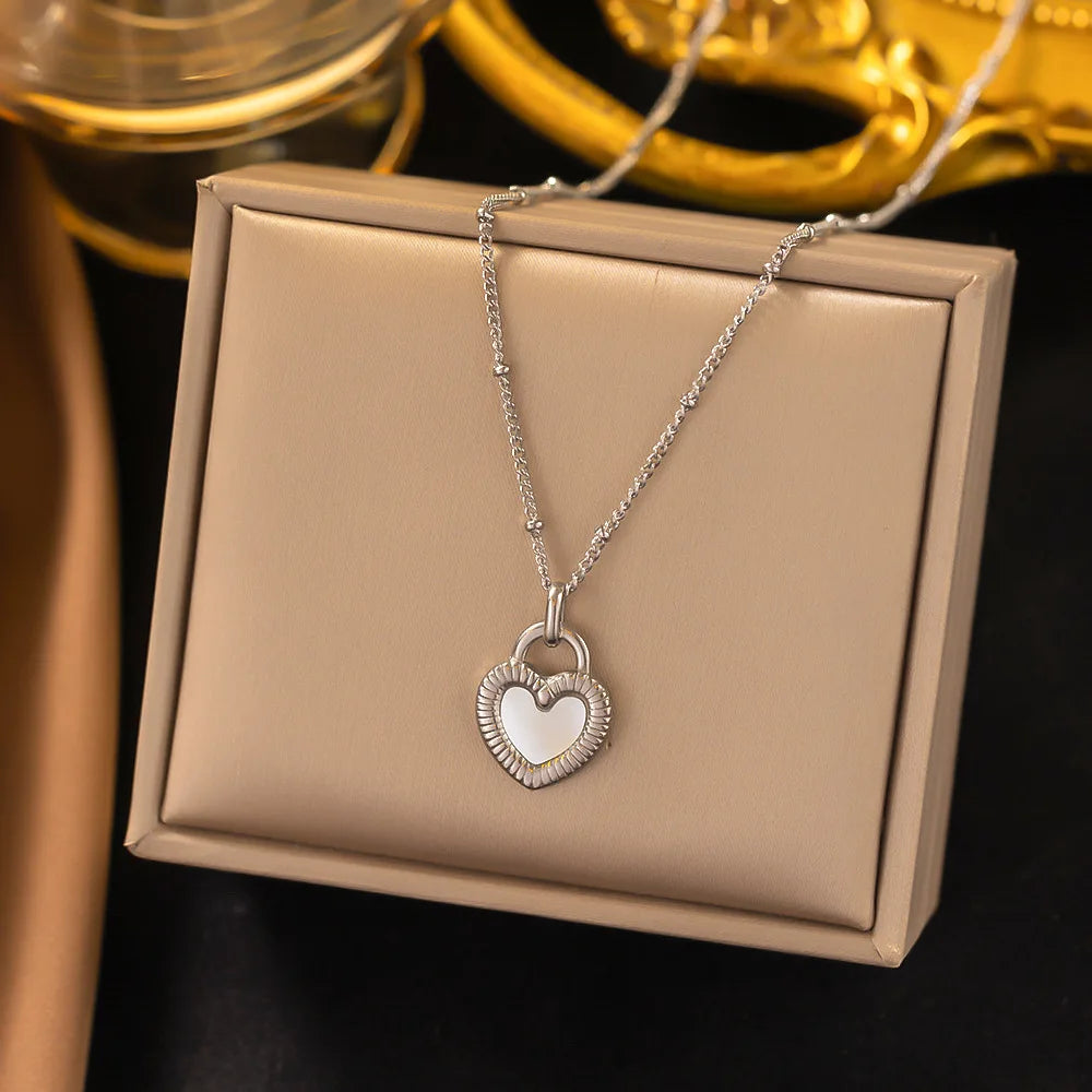 316L Stainless Steel Love Heart Pendant Necklace For Women Fashion Ladies Gold Color Clavicle Chain High Quality Jewelry Gifts - Clikcy