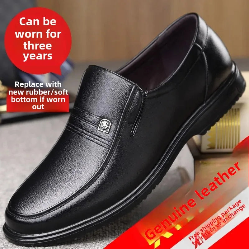 New Style Business Casual Men's Shoes Soft Sole Cow Leather Large Size Father Shoes For Middle-Aged And Elderly Men