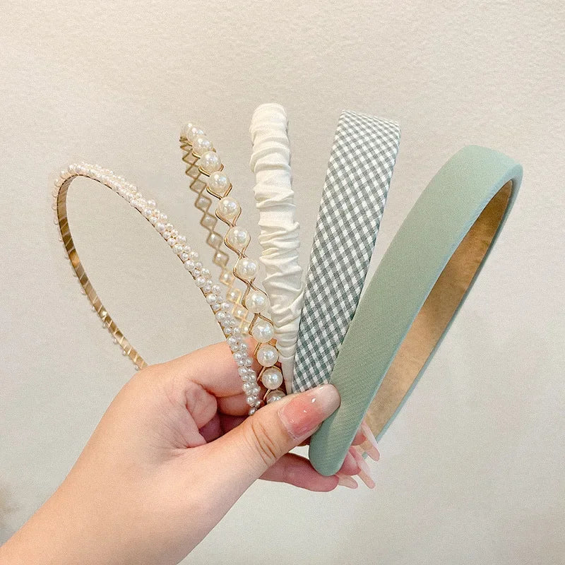 3/5/6/7pcs Sweet Hairbands for Women Girls Multicolor Pearl Floral Hair Hoops Headbands Headdress Korean Hair Accessories Sets - Clikcy