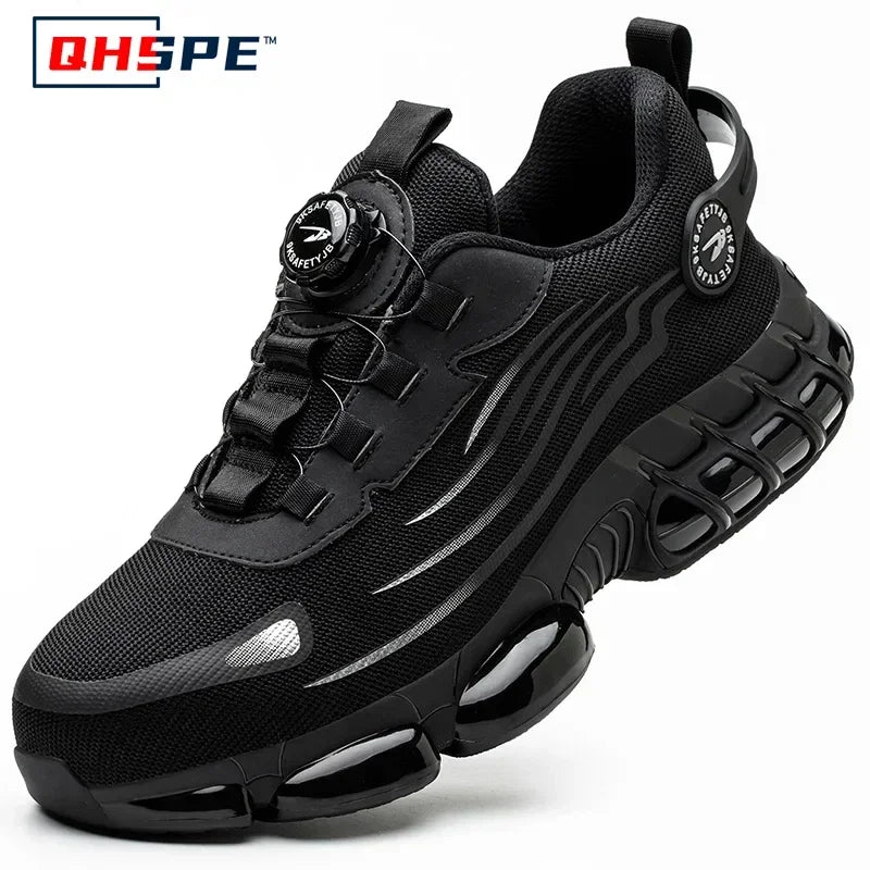 Rotating Button New Safety Shoes Men Anti-smash Anti-puncture Work Shoes Fashion Men Sport Shoes Security Protective Boots Men