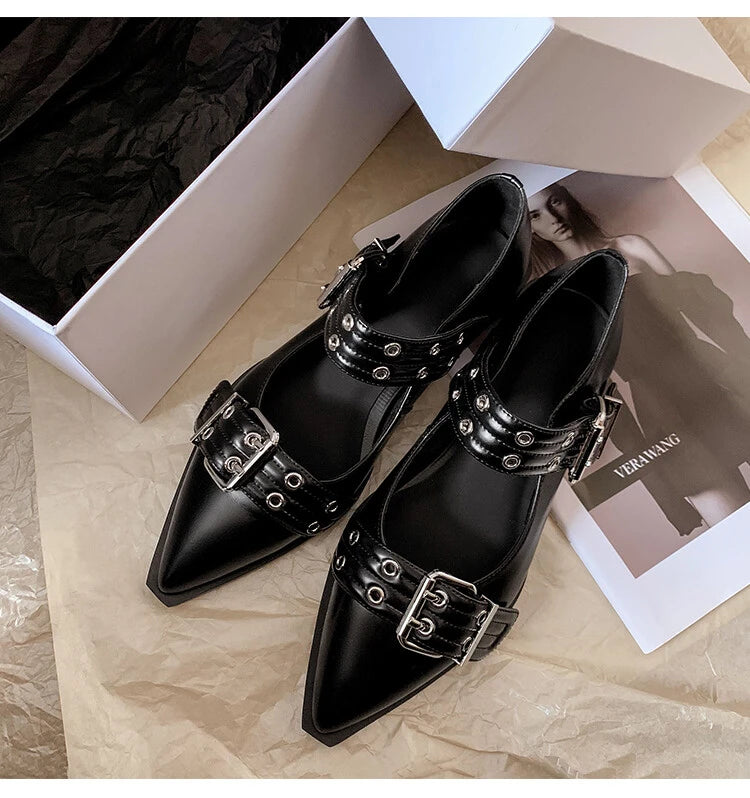 Women Flat With Shoes 2024 Designer Luxury Buckle Fashion Ladies Flats Shoes Slingback Pointed Toe Casual Female Sandals Mules - Clikcy