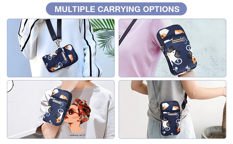 Buylor Nylon Mobile Phone Crossbody Bag for Women Waterproof Sport Wrist Bag Prints Fashion Women's Shoulder Bag Luxury Handbags - Clikcy