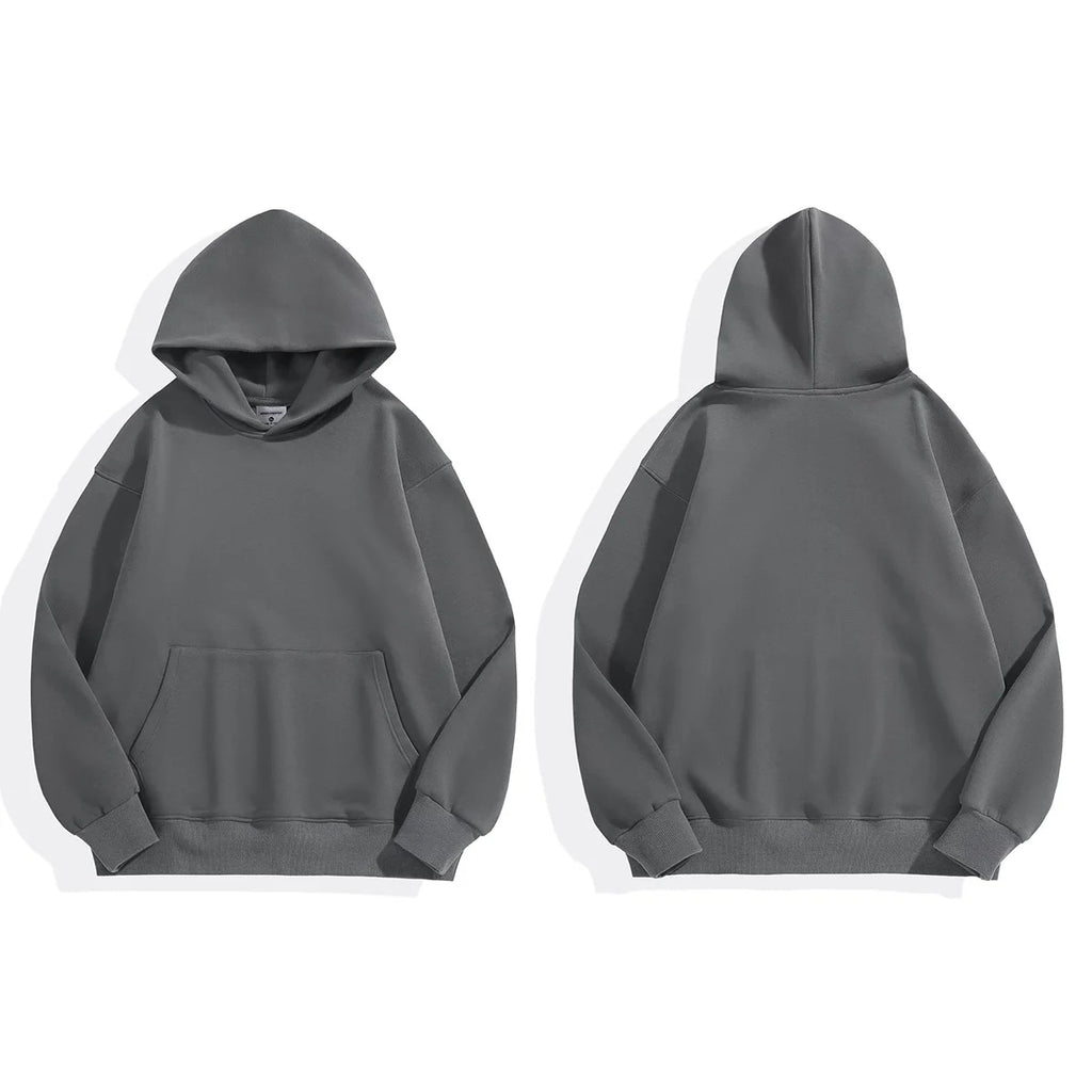 16.9oz 480gsm Heavy Weight Cotton Plus Velvet Hooded Sweater Men Thickened Tight Polar Fleece Pullover Hoodie Women Sweatshirt - Clikcy