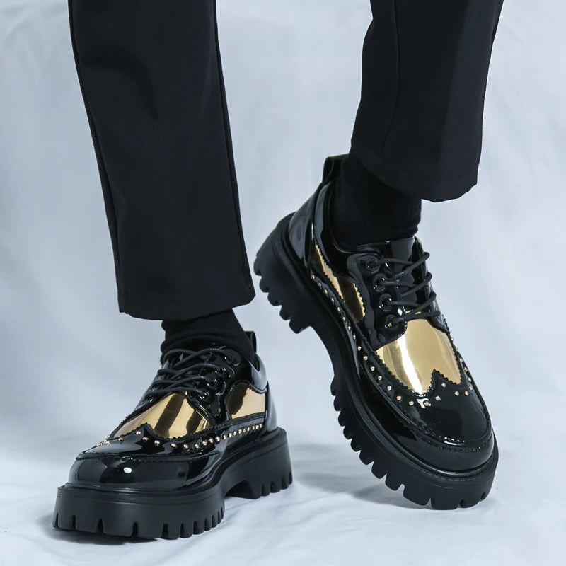 Men Casual Office Business Formal Oxford Thick Bottom Dress Shoes Men Gentleman Outdoor Patent Leather Wedding Shoes Fashion - Clikcy