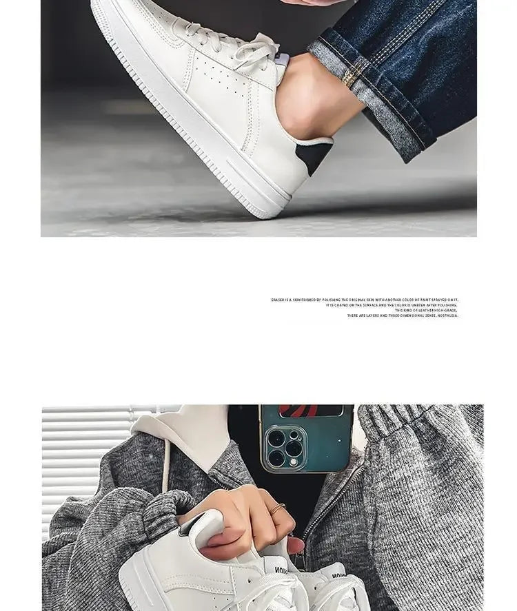 **2025 New White Shoes for Men's Spring Youth Casual Versatile Men's Shoes for Students Pure White Sports Board Shoes - Clikcy