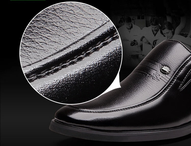 Leather Men Formal Shoes Luxury Brand 2022 Men's Loafers Dress Moccasins Breathable Slip on Black Driving Shoes Plus Size 38-44 - Clikcy