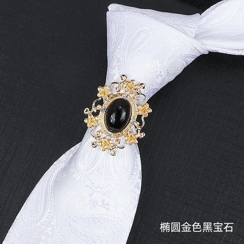 Vintage Knight Business Shirt Tie Buckle Collar Clip Tie Hoop Rudder Eagle Tie Hoop Crystal Rhinestone Jewelry Men Accessories