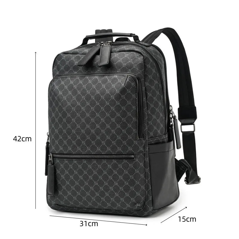 Fashion Business Men Backpack Luxury Double Layer Men's Backpacks Floral Plaid Laptop Backpack Male Schoolbag Travel Back Bag - Clikcy