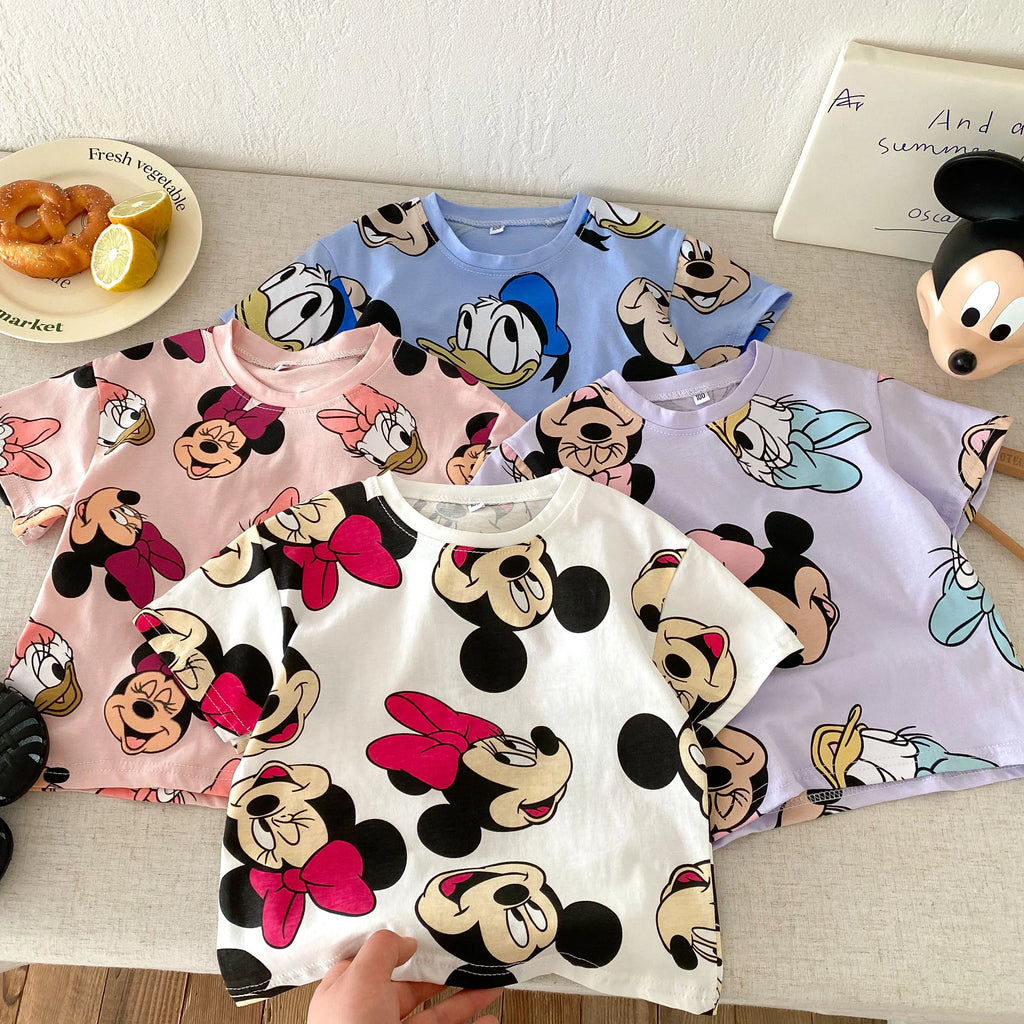 Popular Design Kids Short Sleeved Suit Cartoon Printed Children T-shirt Shorts 2pc/set Baby Boys Girls Casual Outfits 1-6 Age - Clikcy