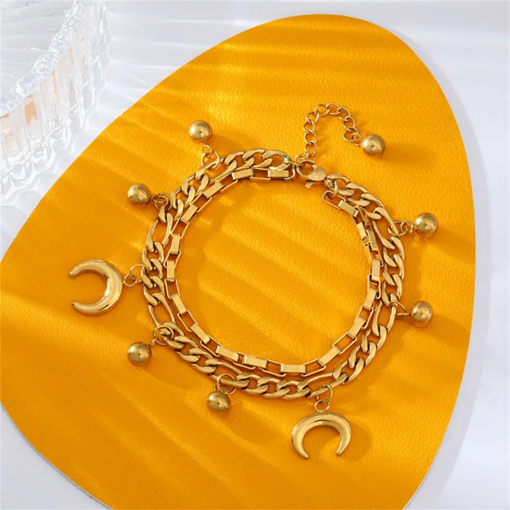 EILIECK 316L Stainless Steel Gold Color Bangles Bracelet For Women New Trendy Wrist Chain Waterproof Jewelry Gift Party Bijoux - Clikcy