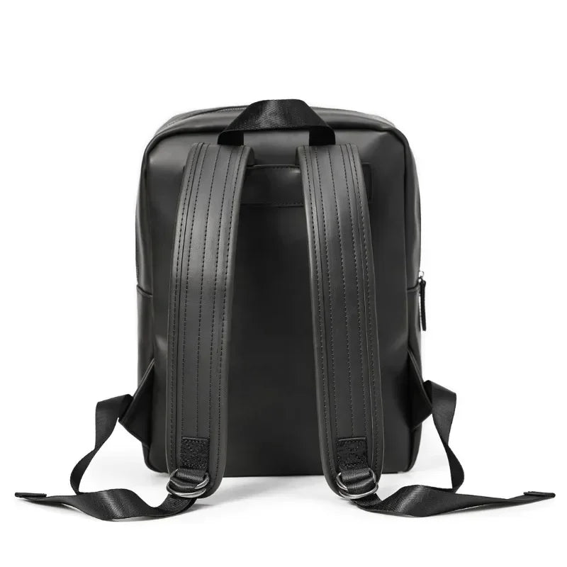 Retro Fashion Laptop Backpack Men Korean Style Flap Men's Backpacks High Quality PU Leather Travel Back Bag Student Schoolbags - Clikcy