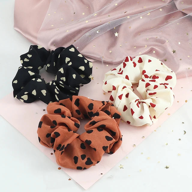 3Pcs/Lot Korean Printing Large Hair Bands For Women Girl Elastic Hair Ring Fashion Scrunchies Dating Party Headdress Accessories - Clikcy