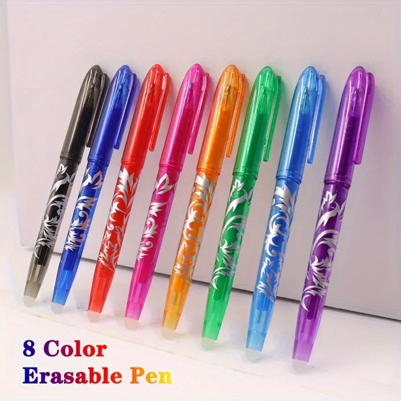 8/4pcs Erasable Gel Pen  Multi-Color0.5mm Tip Painting Writing Drawing School Black Blue Red Pink Orange Green Purple Light Blue - Clikcy