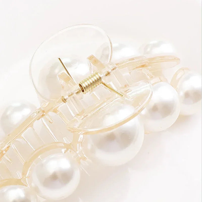 Elegant Hyperbole Big Pearls Acrylic Hair Claw Clips Big Size Makeup Hair Styling Barrettes for Women Hair Accessories - Clikcy