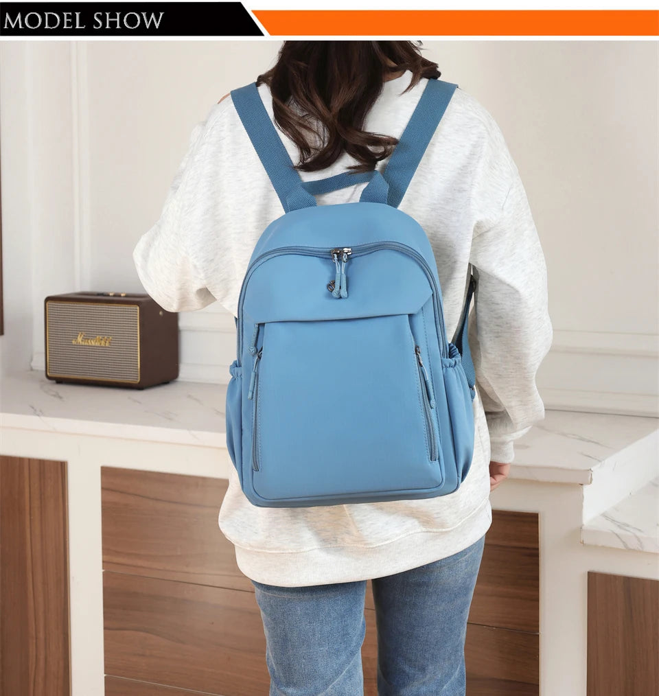 Casual Backpack Women Waterproof Nylon Back Pack Large Capacity Student Daypack Simple Schoolbag for Girls Ladies Travel Bags - Clikcy