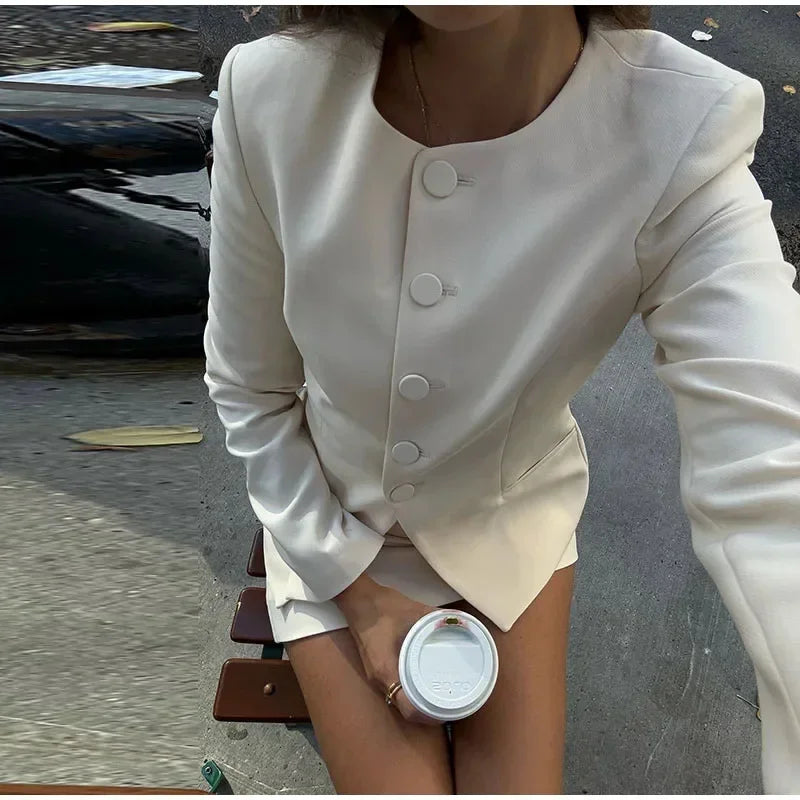 2025 Spring Elegant White French Style Socialite Suit Jacket Cross-Border Independent Station New Model Fashionable Skirt Set - Clikcy