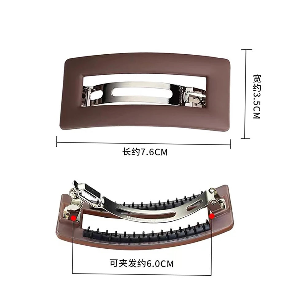 Simple Matte Spring Hair Clip Elegant Rectangle Frosted Barrettes Hairgrips For Ponytail Holder Female Summer Headdress - Clikcy
