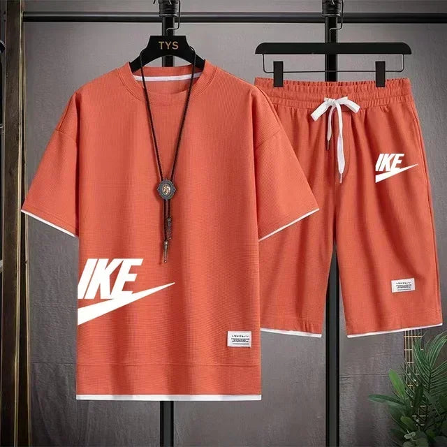 2025 New Fashion casual trend Men's sports suit Short sleeve T-shirt and outdoor summer sports shorts two-piece set size M-3XL