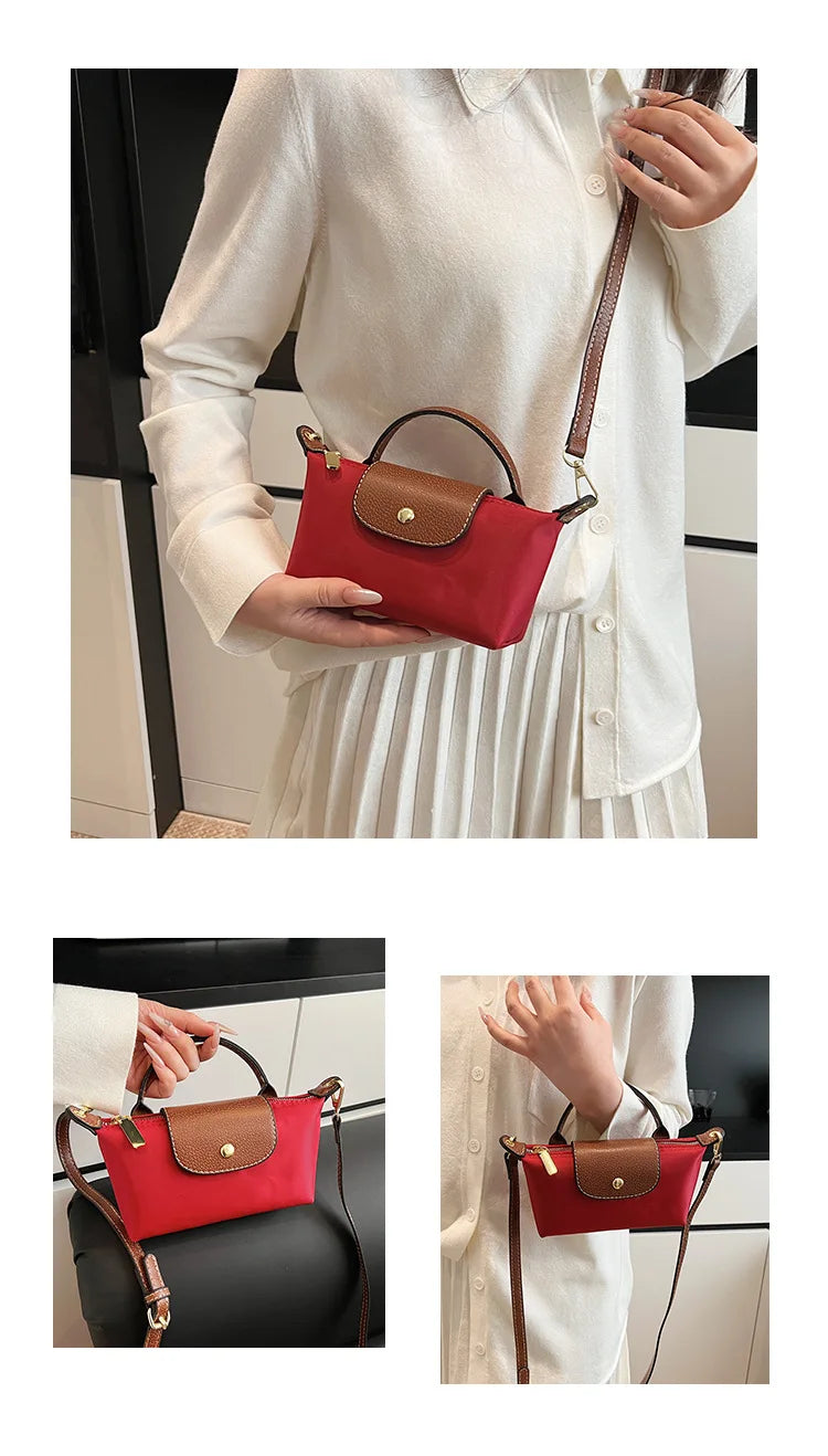 2025 summer lightweight shoulder crossbody bag, fashionable women's bag, plaid canvas, personalized and versatile dumpling bag - Clikcy