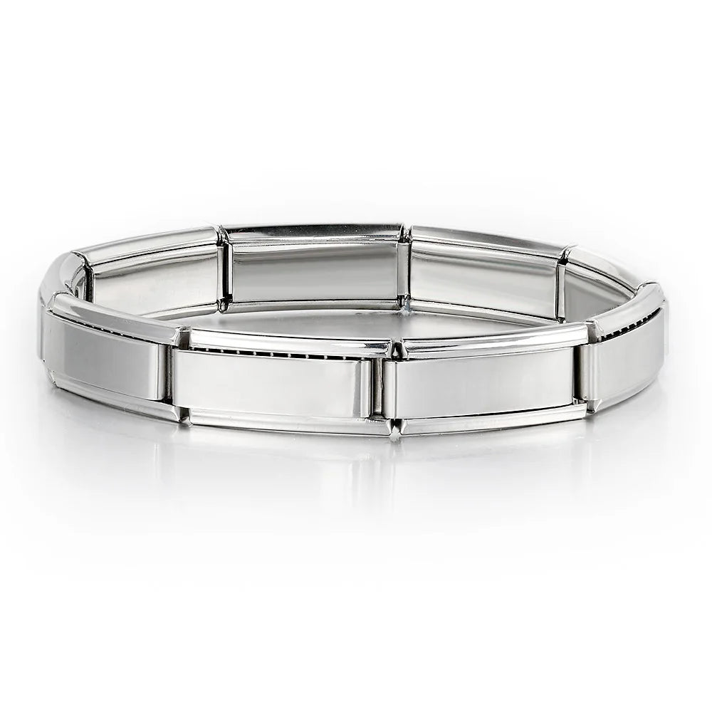 Tide Trendy Silver Color Male Female Hand Chain Italian Stainless Steel Charms Links 9mm Width Women Men Jewelry Bracelets Gifts - Clikcy