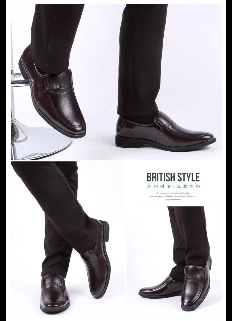 Leather Men Formal Shoes Luxury Brand 2022 Men's Loafers Dress Moccasins Breathable Slip on Black Driving Shoes Plus Size 38-44 - Clikcy