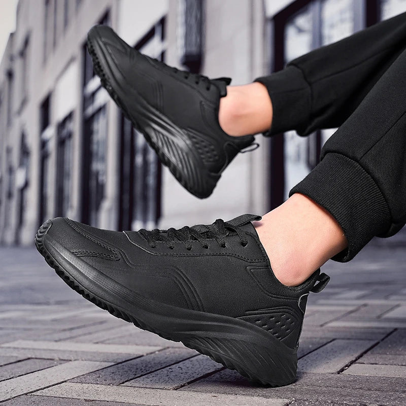 Leather Cushioned Sports Shoes For Men's Lightweight Casual Running Shoes For Autumn And Winter Men's Shoes Versatile And Trendy