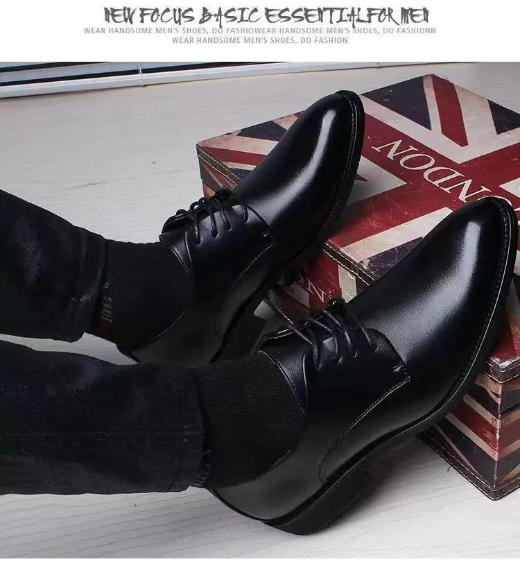 Spring and Autumn British Casual Business Formal Leather Shoes Men Shoes Heightening Single Shoes Shoes Casual Shoes Suit - Clikcy