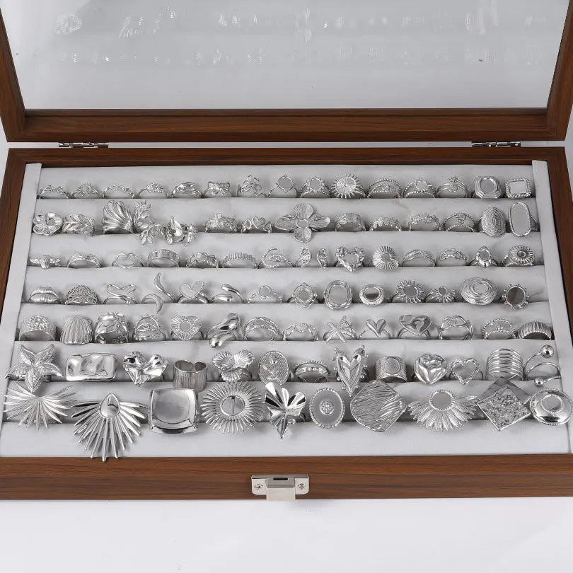 Random 5/10pcs Silver Color Stainless Steel Mix Rings For Women Men Accessories Open Ring Finger Jewelry DIY Blank Settings Gift - Clikcy