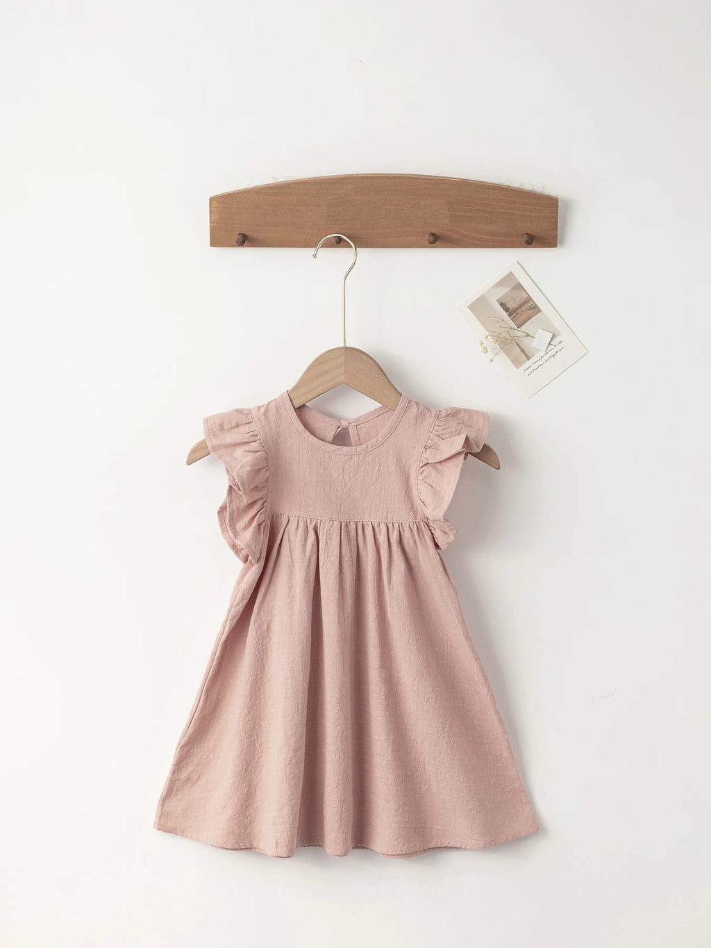 Baby Girls' Flying Sleeve Dress Tie-back Overall Dress Cotton Kids Casual Clothes Summer 2024